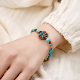 Buddha Gift Tibetan Turquoise Om Mani Padme Hum Protection Strength Bracelet