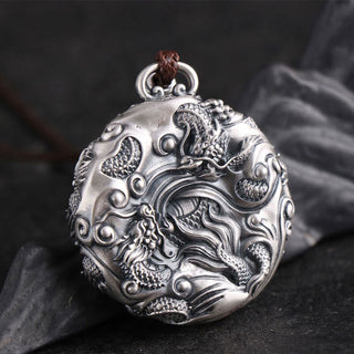 Buddha Gift 999 Sterling Silver Nine Dragons Playing With A Pearl Luck Protection Necklace Pendant