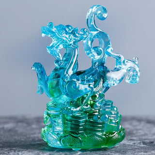 Buddha Gift Feng Shui Four Symbols Azure Dragon Handmade Liuli Crystal Art Piece Home Office Decoration