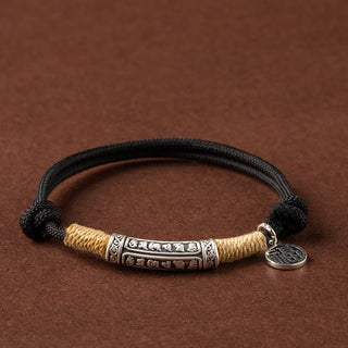 Buddha Gift 999 Sterling Silver Tibet Handmade Om Mani Padme Hum Fu Character TopRank Character Luck Braided Bracelet