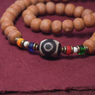 Buddha Gift 108 Mala Beads Bodhi Seed Dzi Bead Peace Tassel Bracelet