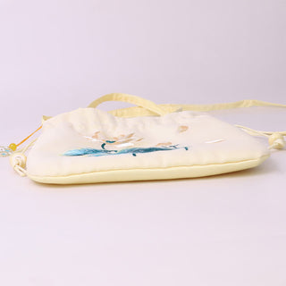 Buddha Gift Lotus Peony Epiphyllum Phoenix Suzhou Embroidery Cotton Linen Tote Crossbody Bag Shoulder Bag Handbag