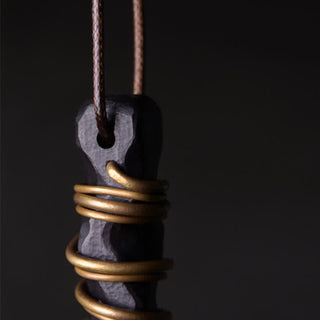 Buddha Gift Tibet Ebony Wood Copper Balance Peace Necklace Pendant