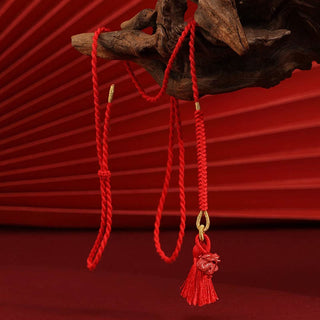 Buddha Gift Natural Cinnabar Dragon Blessing Red String Belly Chain