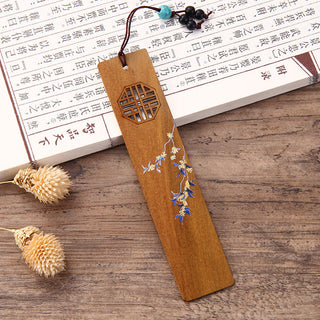 Buddha Gift 4Pcs Four Seasons Plum Orchid Bamboo Chrysanthemum Peking Opera Mask Wood Bookmarks With Gift Box