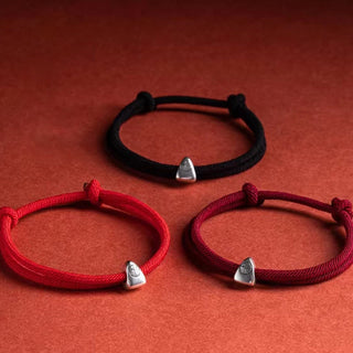 Buddha Gift 925 Sterling Silver Fu Character Blessing Handmade Braided Bracelet