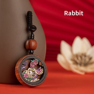 Buddha Gift Year Of The Dragon Hand Painted Chinese Zodiac Rosewood Carved Calm Key Chain