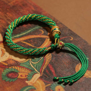 Buddha Gift Tibetan Handmade Luck Thangka Prayer Wheel Charm Weave String Bracelet