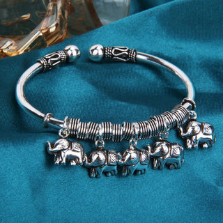 Buddha Gift 925 Sterling Silver Elephant Strength Bracelet Bangle