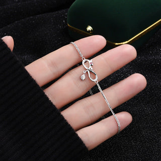 Buddha Gift Year Of The Dragon 999 Sterling Silver Zircon Endless Knot Tail Charm Luck Protection Bracelet
