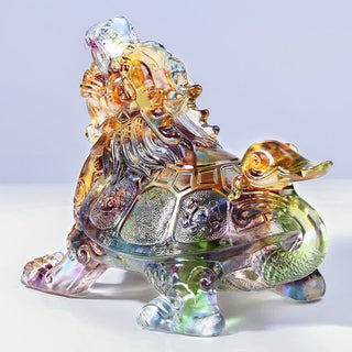 Buddha Gift Feng Shui Dragon Turtle Handmade Liuli Crystal Art Piece Home Office Decoration