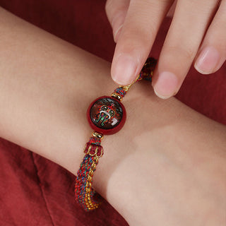 Buddha Gift Colorful Rope Cinnabar Thangka Blessing Braided Bracelet