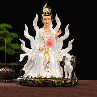 Buddha Gift Nine Tailed Fox Fairy Luck Protection Resin Home Decoration