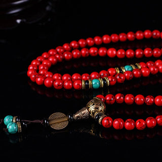 Buddha Gift Tibetan Mala Red Turquoise Lucky Necklace Bracelet