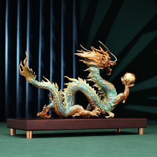 Buddha Gift Year Of The Dragon Auspicious Dragon Brass Copper Luck Success Office Decoration