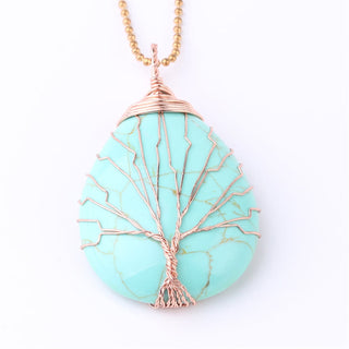 Buddha Gift Natural Quartz Crystal Tree Of Life Healing Energy Necklace Pendant