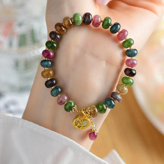 Buddha Gift Colorful Tourmaline Cute Flower Rabbit Charm Love Bracelet