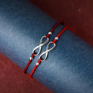 Buddha Gift 925 Sterling Silver Endless Knot Protection Luck Red String Bracelet Anklet
