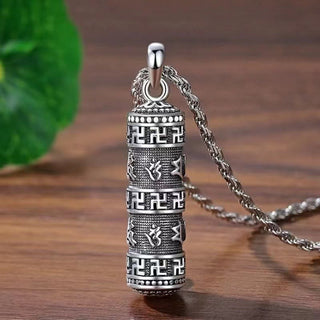 Buddha Gift Om Mani Padme Hum Swastika Twisted Chain Wisdom Necklace Pendant