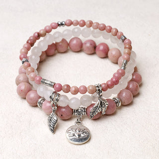 Buddha Gift 3PCS Natural Quartz Crystal Beaded Healing Energy Lotus Bracelet