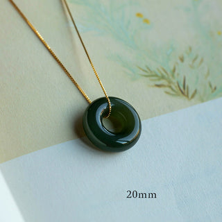 Buddha Gift Natural Round Jade Peace Buckle Luck Abundance Necklace Pendant