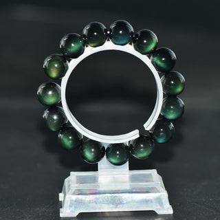 Buddha Gift Natural Green Eye Obsidian Wealth Bracelet