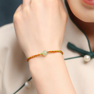 Buddha Gift Colorful Rope Luck Jade Bead Abundance Bracelet