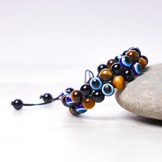 Buddha Gift Evil Eye Hematite Tiger Eye Protection Beaded Bracelet