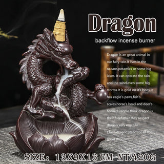 Buddha Gift Dragon Lotus Pattern Strength Protection Ceramic Incense Burner Decoration