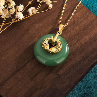 Buddha Gift Cyan Jade Koi Fish Luck Necklace Pendant