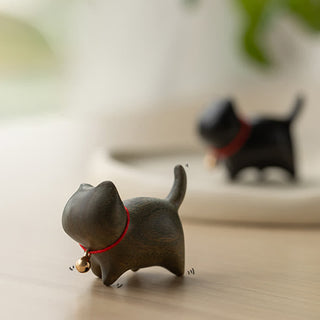 Buddha Gift Green Sandalwood Small Leaf Red Sandalwood Cute Cat Animals Soothing Peace Decoration