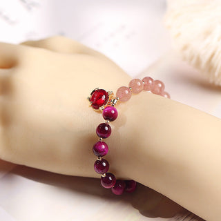 Buddha Gift Natural Strawberry Quartz Pixiu Love Bracelet