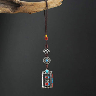 Buddha Gift Six True Words Prayer Wheel Rotation Knot Blessing Keychain Decoration