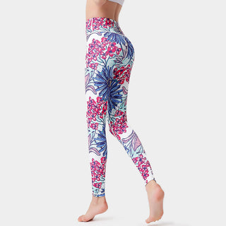 Buddha Gift Colorful Flower Petal Leaves Print Sports Exercise Fitness High Waist Leggings Women's Yoga Pants
