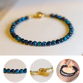 Buddha Gift Natural Blue Tiger Eye Stone Protection Chain Bracelet
