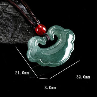 Buddha Gift Natural Green Jade Chinese Lock Charm Luck Necklace Pendant