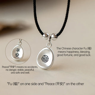 Buddha Gift 999 Sterling Silver Peace And Joy Fu Character Luck Fortune 925 Sterling Silver Chain Necklace Pendant