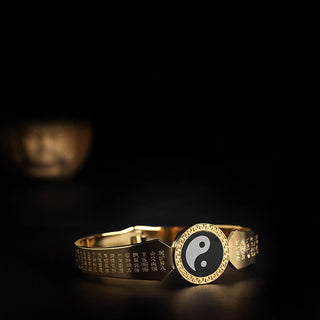 Buddha Gift Yin Yang Lotus Om Mani Padme Hum Mantra Titanium Steel Harmony Bracelet Bangle