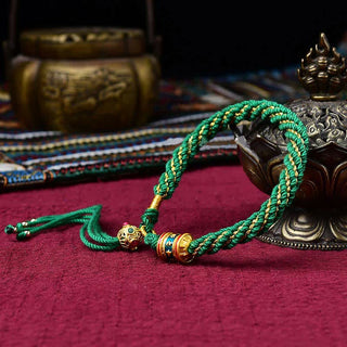 Buddha Gift Tibetan Handmade Luck Thangka Prayer Wheel Charm Weave String Bracelet