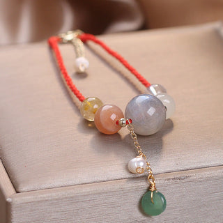 Buddha Gift Moonstone Sunstone Beads Peace Buckle Charm Healing Bracelet