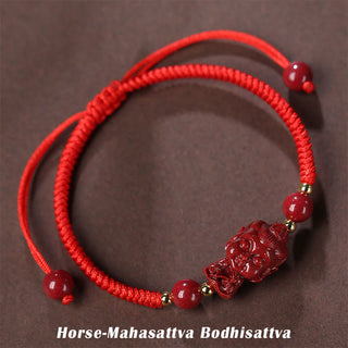 Buddha Gift Chinese Zodiac Natal Buddha Cinnabar Amulet Blessing String Bracelet