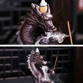 Buddha Gift Dragon Lotus Pattern Strength Protection Ceramic Incense Burner Decoration