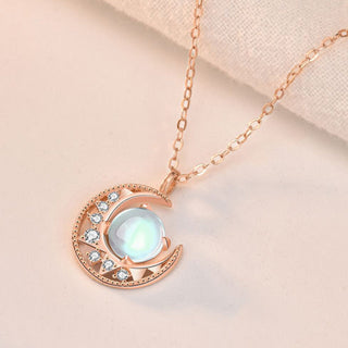 Buddha Gift 925 Sterling Silver Moonstone Moon Pattern Love Necklace Pendant