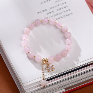 Buddha Gift Natural Pink Crystal Plum Blossom Love Bracelet