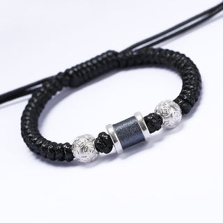 Buddha Gift 999 Sterling Silver Copper Coin Bead Copper Balance Braided String Bracelet