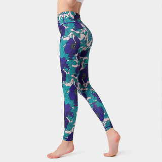 Buddha Gift Colorful Flower Petal Leaves Print Sports Exercise Fitness High Waist Leggings Women's Yoga Pants