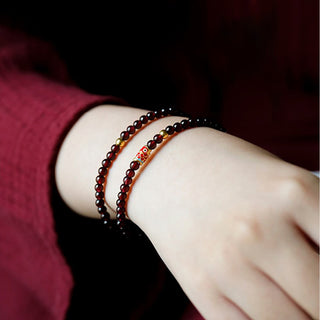 Buddha Gift 999 Gold Koi Fish Natural Garnet Protection Bracelet