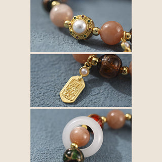 Buddha Gift Tibetan Incense Ash Liuli Glass Tridacna Stone Sun Stone Om Mani Padme Hum Prayer Wheel Charm Bracelet