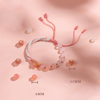 Buddha Gift Natural Gradient Agate Reincarnation Knot Peach Blossom Wealth Luck Handmade String Bracelet