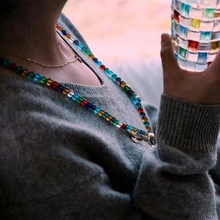 Buddha Gift Tibetan 108 Mala Beads Multicolored Liuli Glass Bead Chinese Zodiac Nine Palaces Eight Diagrams Charm Bracelet